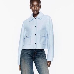 Zara light blue cropped jacket